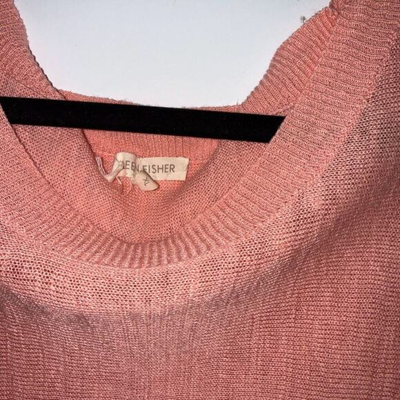 EILEEN FISHER Linen Blend Lightweight Sweater Coral Size M Boat Neck Relaxed Fit - Picture 2 of 7